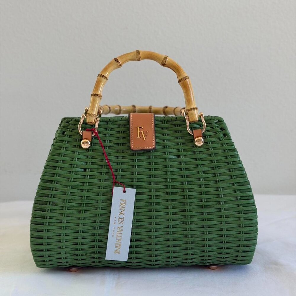 Frances Valentine Rooster Wicker Basket in Green - Picture 6 of 12